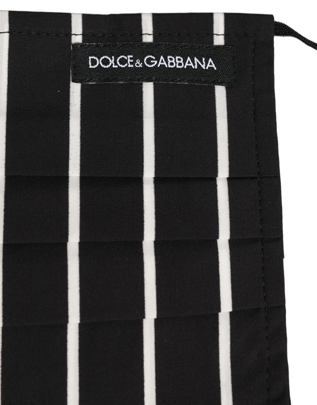 Dolce & Gabbana Black White Pinstripe Pleated Elastic Ear Strap Face Mask