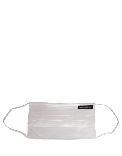 Dolce & Gabbana White Satin Silk Pleated Elastic Ear Strap Face Mask
