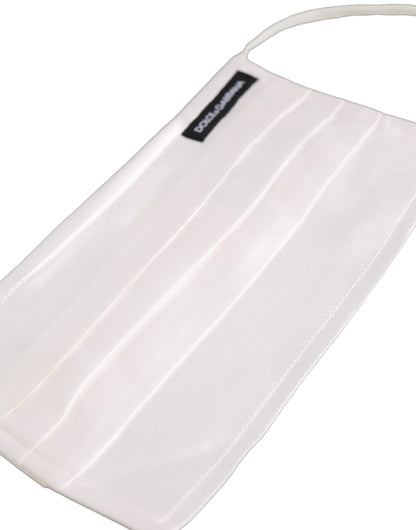 Dolce & Gabbana White Satin Silk Pleated Elastic Ear Strap Face Mask