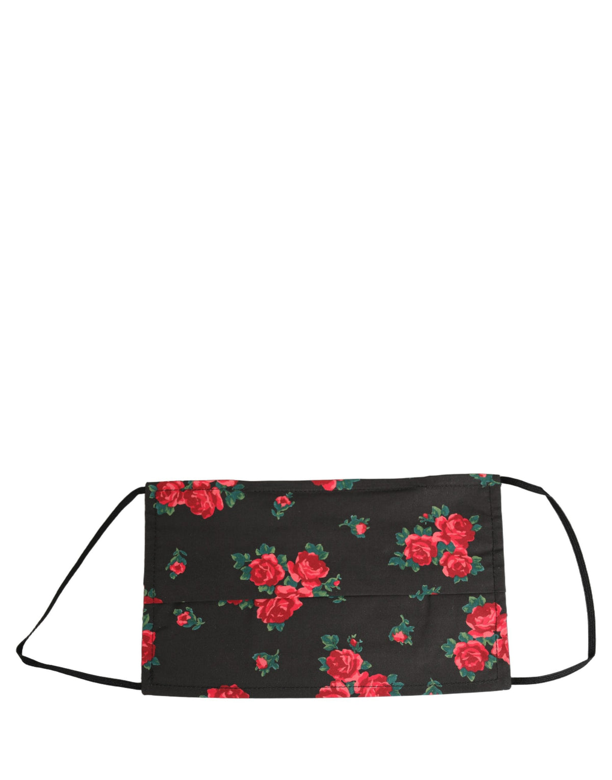Dolce & Gabbana Black Floral Print Pleated Elastic Ear Strap Face Mask