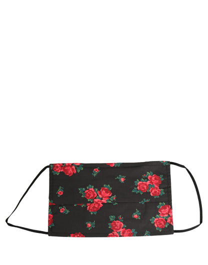 Dolce & Gabbana Black Floral Print Pleated Elastic Ear Strap Face Mask