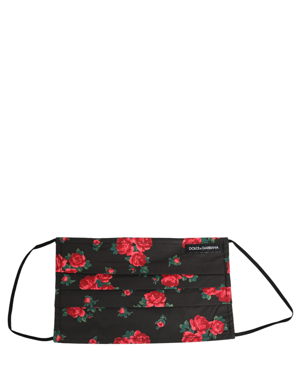 Dolce & Gabbana Black Floral Print Pleated Elastic Ear Strap Face Mask