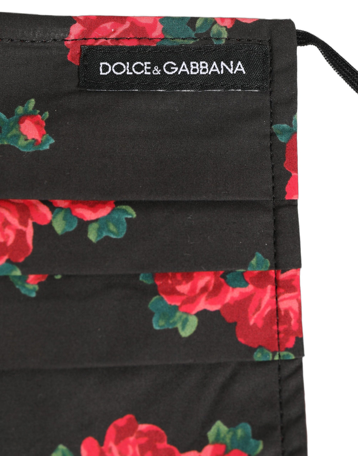 Dolce & Gabbana Black Floral Print Pleated Elastic Ear Strap Face Mask