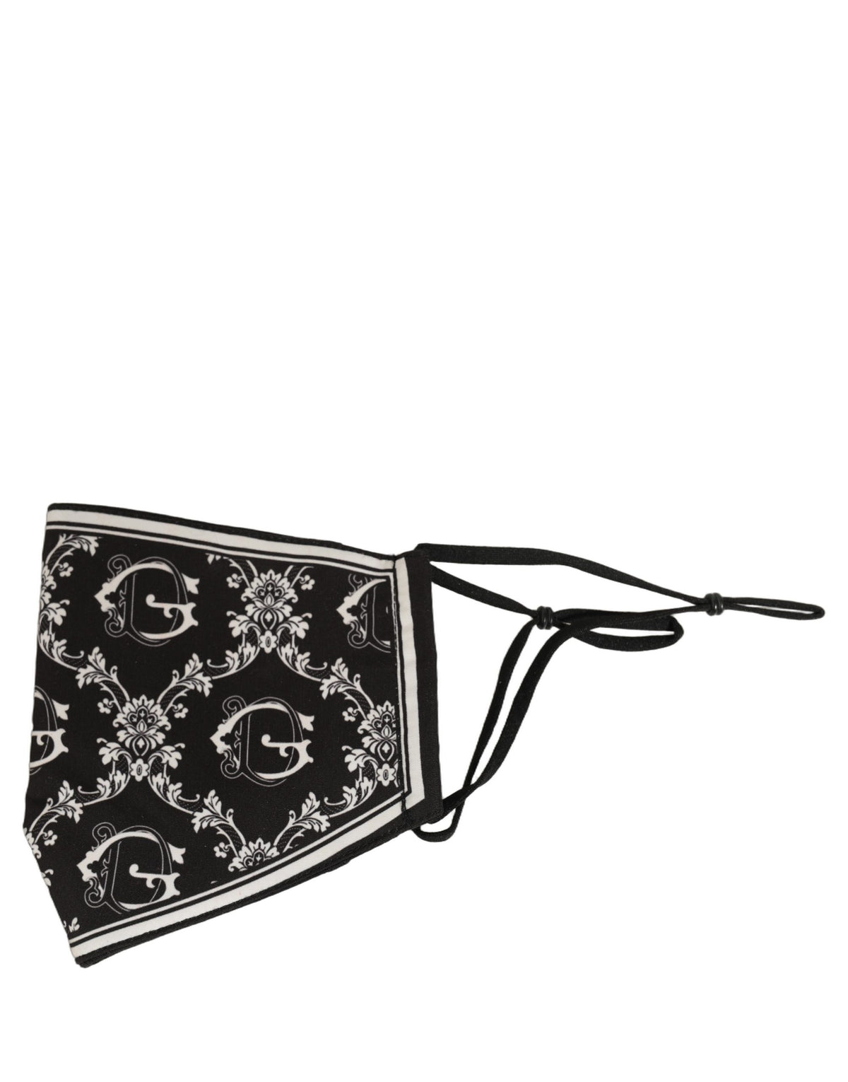 Dolce & Gabbana Black White Logo Baroque Elastic Ear Strap Face Mask