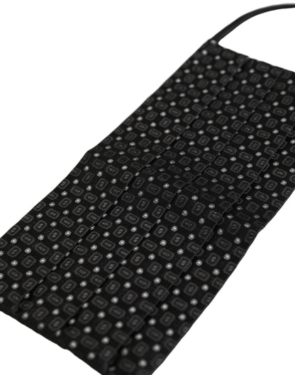 Dolce & Gabbana Black Silk Patterned Pleated Face Mask