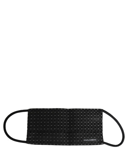 Dolce & Gabbana Black Silk Patterned Pleated Face Mask