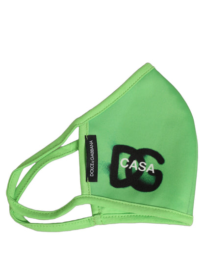 Dolce & Gabbana Green Polyester DG CASA Logo Elastic Ear Strap Face Mask