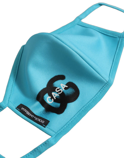Dolce & Gabbana Light Blue Polyester DG CASA Logo Elastic Ear Strap Face Mask