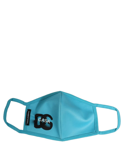 Dolce & Gabbana Light Blue Polyester DG CASA Logo Elastic Ear Strap Face Mask