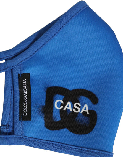 Dolce & Gabbana Royal Blue Polyester DG CASA Logo Elastic Ear Strap Face Mask
