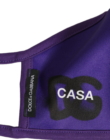 Dolce & Gabbana Purple Polyester DG CASA Logo Elastic Ear Strap Face Mask