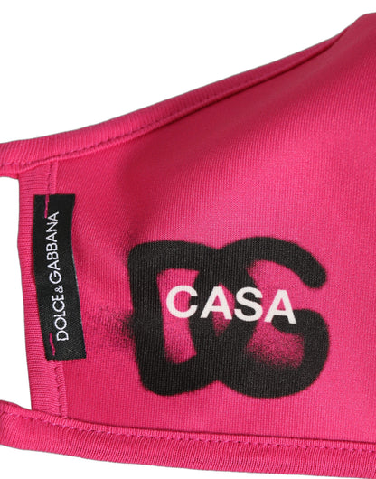 Dolce & Gabbana Pink Polyester DG CASA Logo Elastic Ear Strap Face Mask