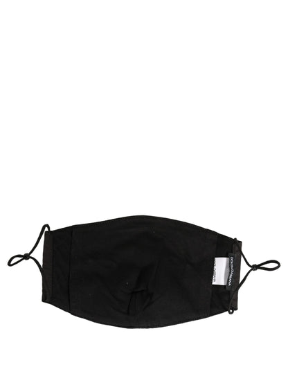 Dolce & Gabbana Black White Logo Baroque Elastic Ear Strap Face Mask