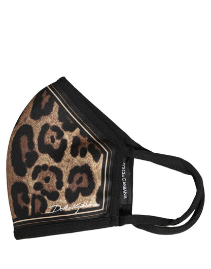 Dolce & Gabbana Brown Black Leopard Print Elastic Ear Strap Face Mask