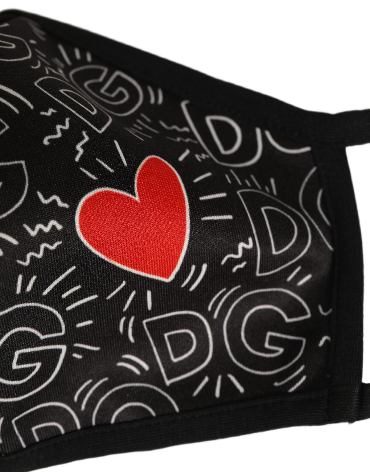 Dolce & Gabbana Black Heart DG Logo Monogram Elastic Ear Strap Face Mask
