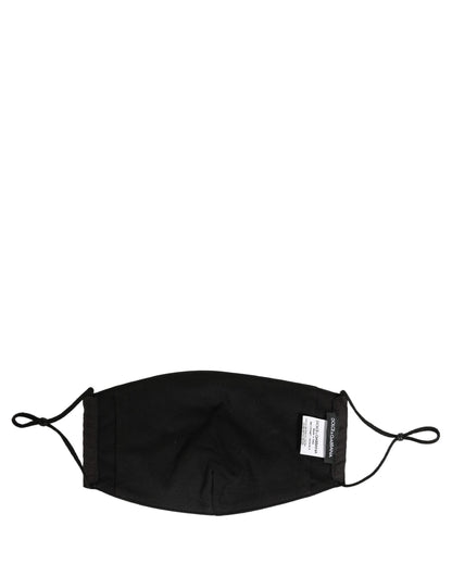 Dolce & Gabbana Black White Logo Baroque Elastic Ear Strap Face Mask
