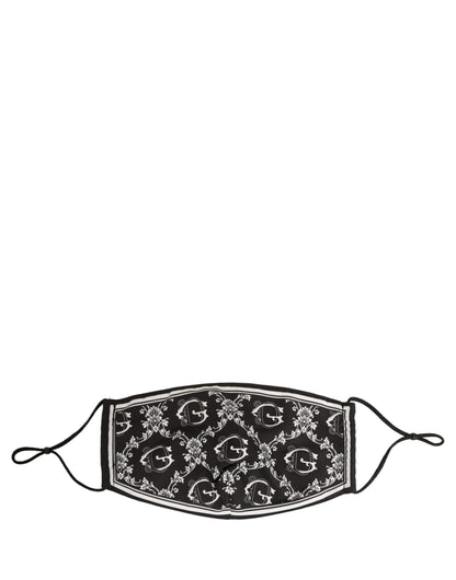 Dolce & Gabbana Black White Logo Baroque Elastic Ear Strap Face Mask