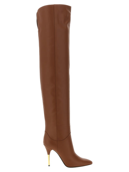 Valentino Garavani Brown Calfskin Over The Knee Boots