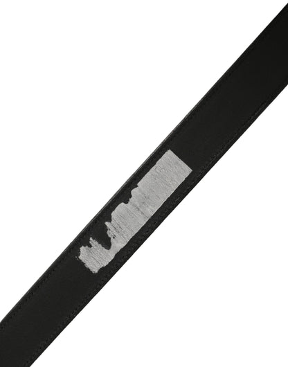 Dolce & Gabbana Black Classic Leather Silver Tone Buckle Belt