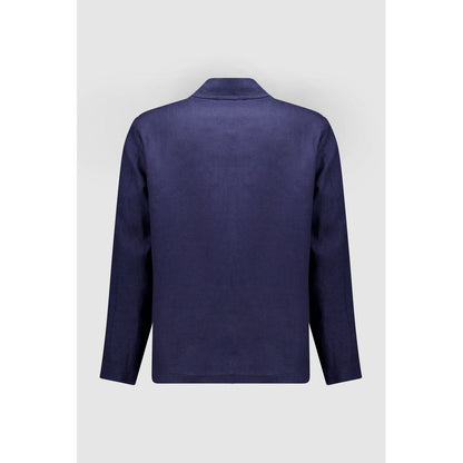 Autore Navy Blue Linen Full-Length Jacket