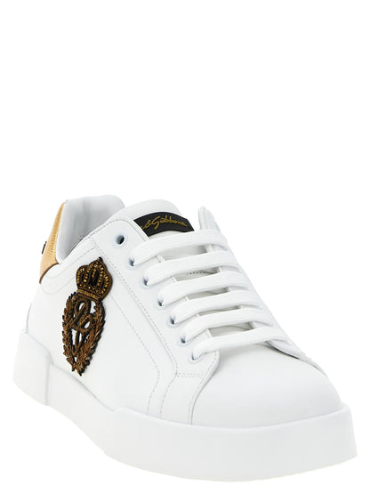 Dolce & Gabbana Gold Calfskin Low Top Sneakers