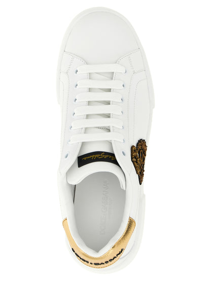 Dolce & Gabbana Gold Calfskin Low Top Sneakers