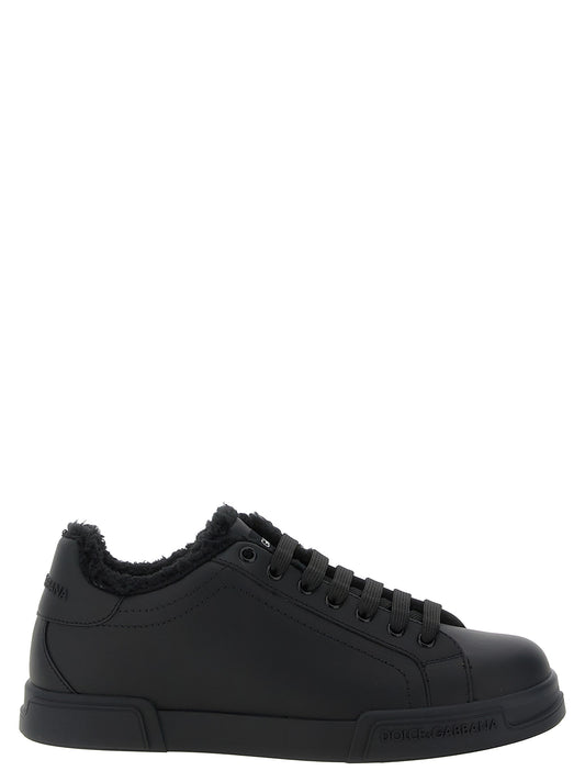 Dolce & Gabbana Black Calfskin Low Top Sneakers