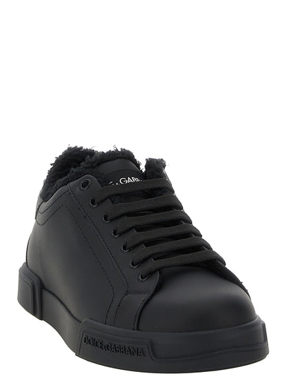 Dolce & Gabbana Black Calfskin Low Top Sneakers