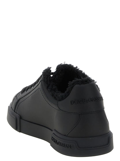 Dolce & Gabbana Black Calfskin Low Top Sneakers