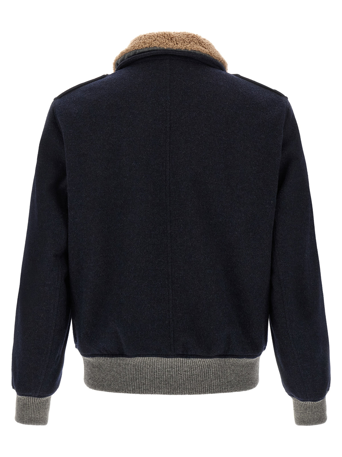 Brunello Cucinelli Blue Cashmere Bomber Jacket