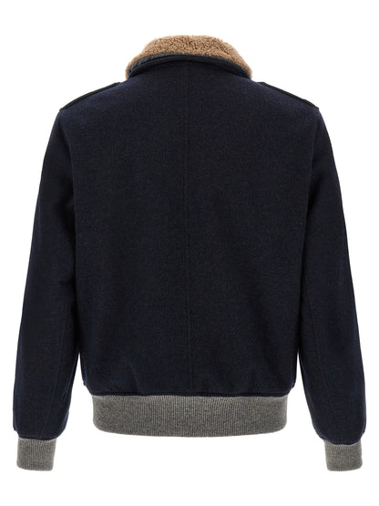 Brunello Cucinelli Blue Cashmere Bomber Jacket