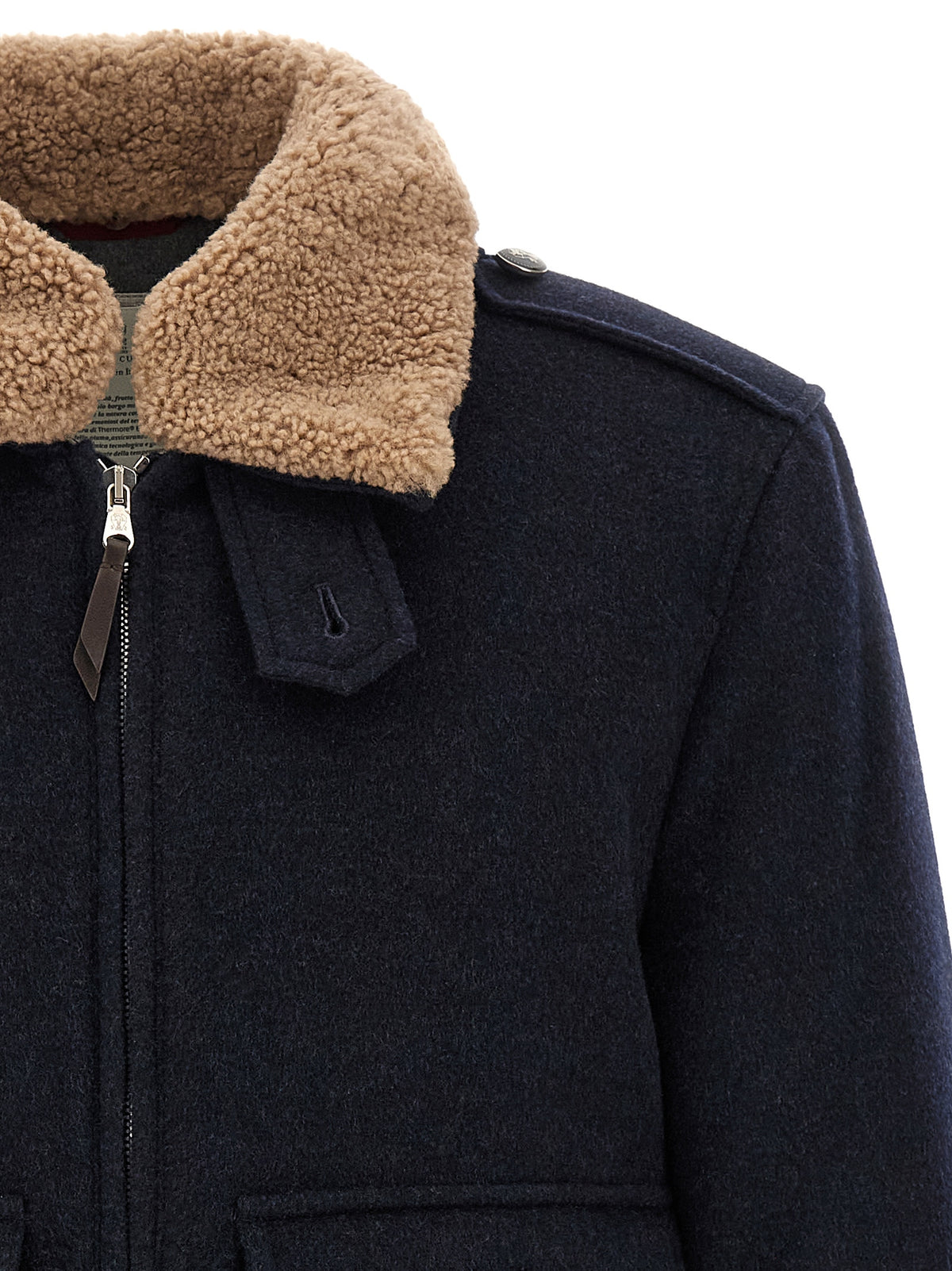 Brunello Cucinelli Blue Cashmere Bomber Jacket