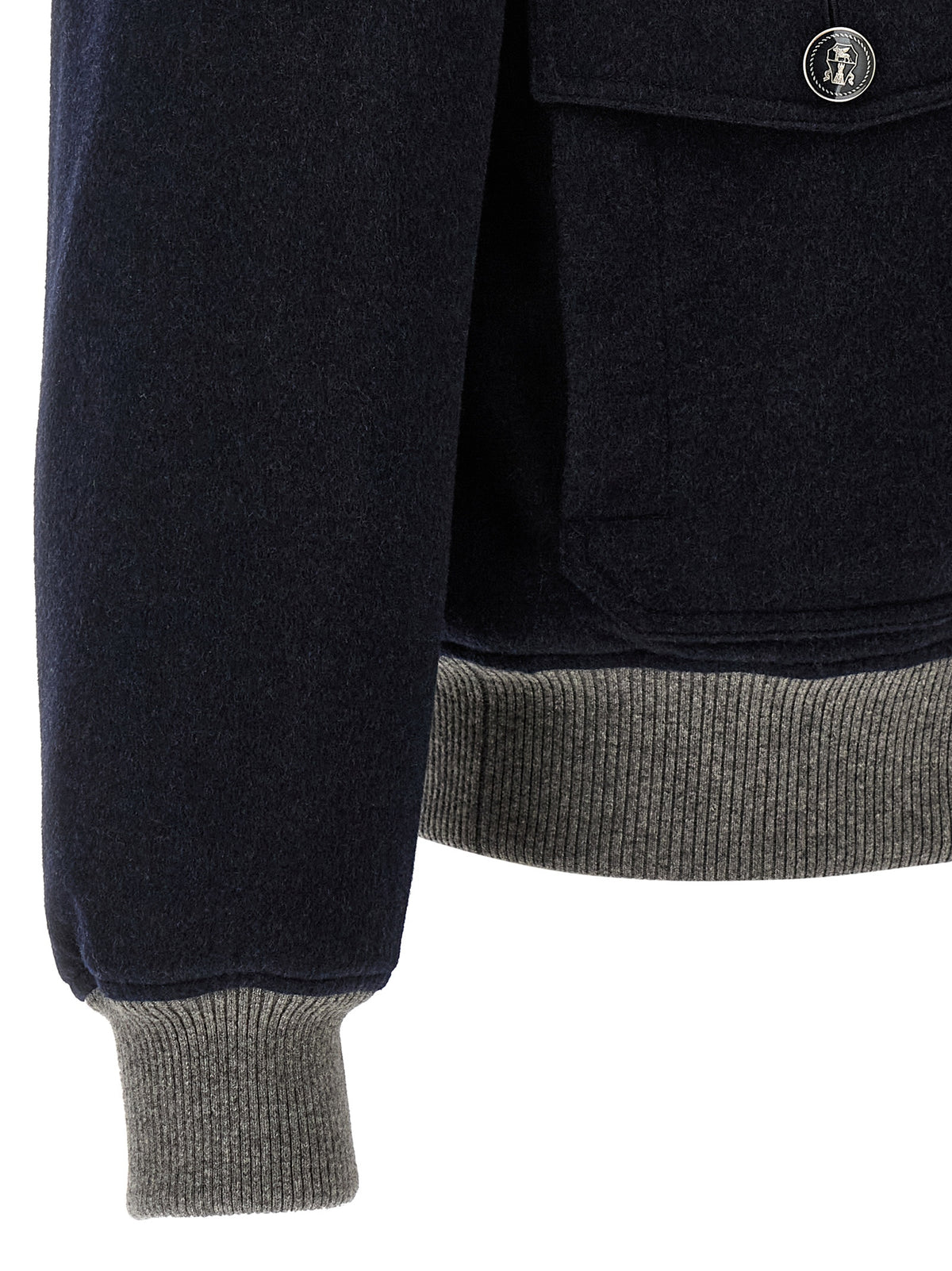 Brunello Cucinelli Blue Cashmere Bomber Jacket