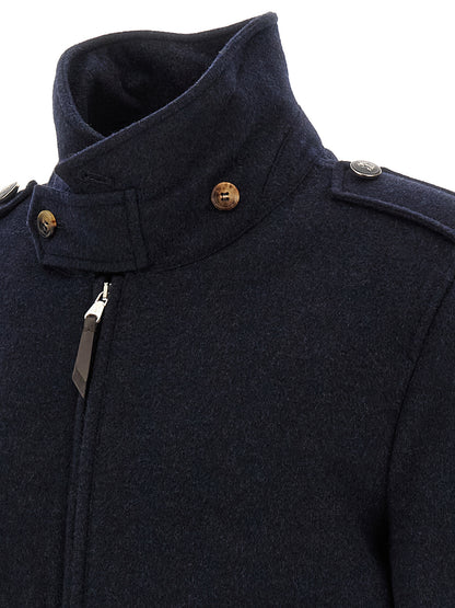 Brunello Cucinelli Blue Cashmere Bomber Jacket