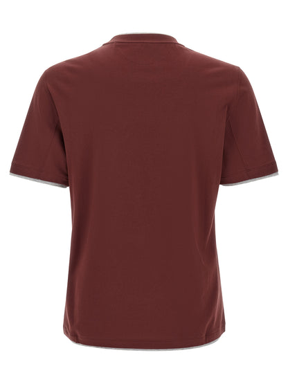 Brunello Cucinelli Bordeaux Cotton T-Shirt