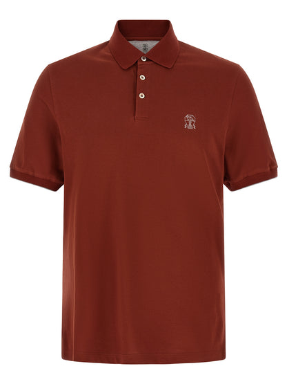 Brunello Cucinelli Red Cotton Polo Shirt