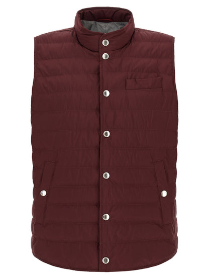 Brunello Cucinelli Bordeaux Polyester Sleeveless Jacket