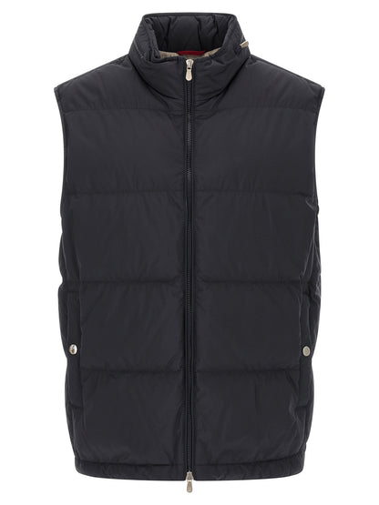 Brunello Cucinelli Blue Polyester Sleeveless Jacket