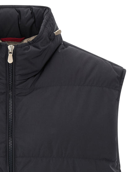 Brunello Cucinelli Blue Polyester Sleeveless Jacket