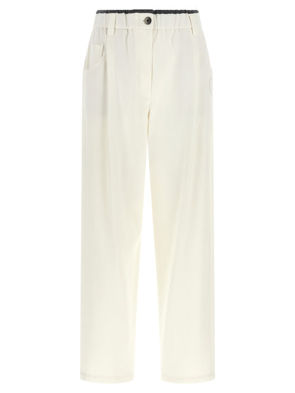 Brunello Cucinelli White Cotton Casual Pants