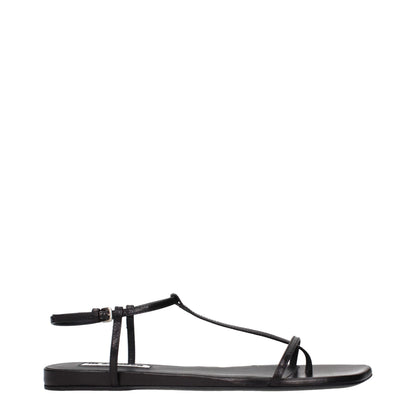 Jil Sander Black Leather Flip-Flop Sandals