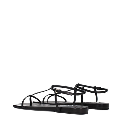 Jil Sander Black Leather Flip-Flop Sandals
