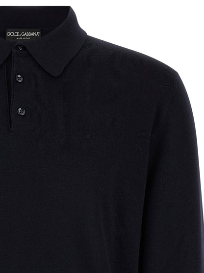 Dolce & Gabbana Blue Virgin Wool Polo Shirt