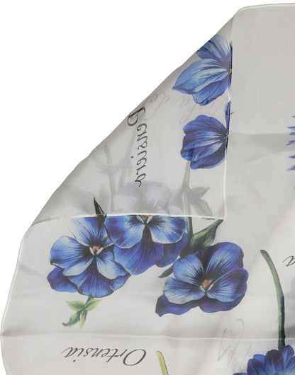 Dolce & Gabbana White Silk Floral Chiffon Long Stole Scarf 200cm x 130cm