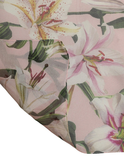 Dolce & Gabbana Pink Silk Floral Chiffon Long Stole Scarf 200cm x 130cm