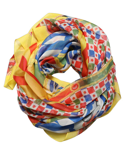 Dolce & Gabbana Multicolor Silk Carretto Print Stole Scarf