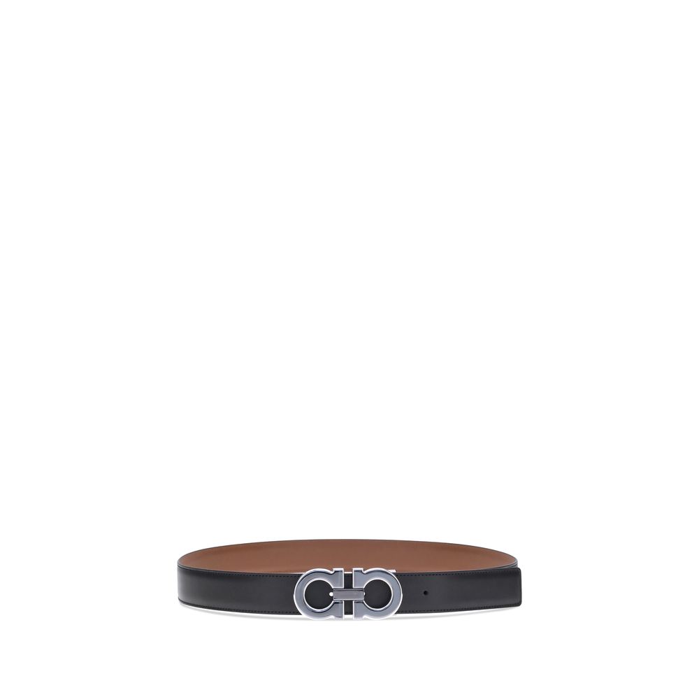 Ferragamo Black Calf Leather Bos Taurus Regular Belt