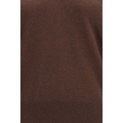 Brunello Cucinelli Brown Cashmere Sweater - V-Neck, Long Sleeves, Size S