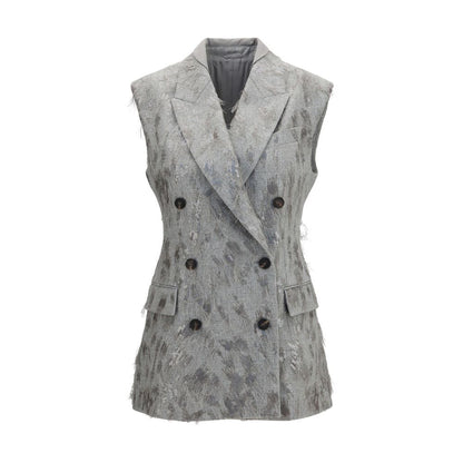 Brunello Cucinelli Gray Wool Oves Aries Sleeveless Jacket IT40 | M, IT42 | L