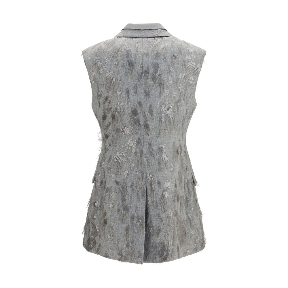 Brunello Cucinelli Gray Wool Oves Aries Sleeveless Jacket IT40 | M, IT42 | L